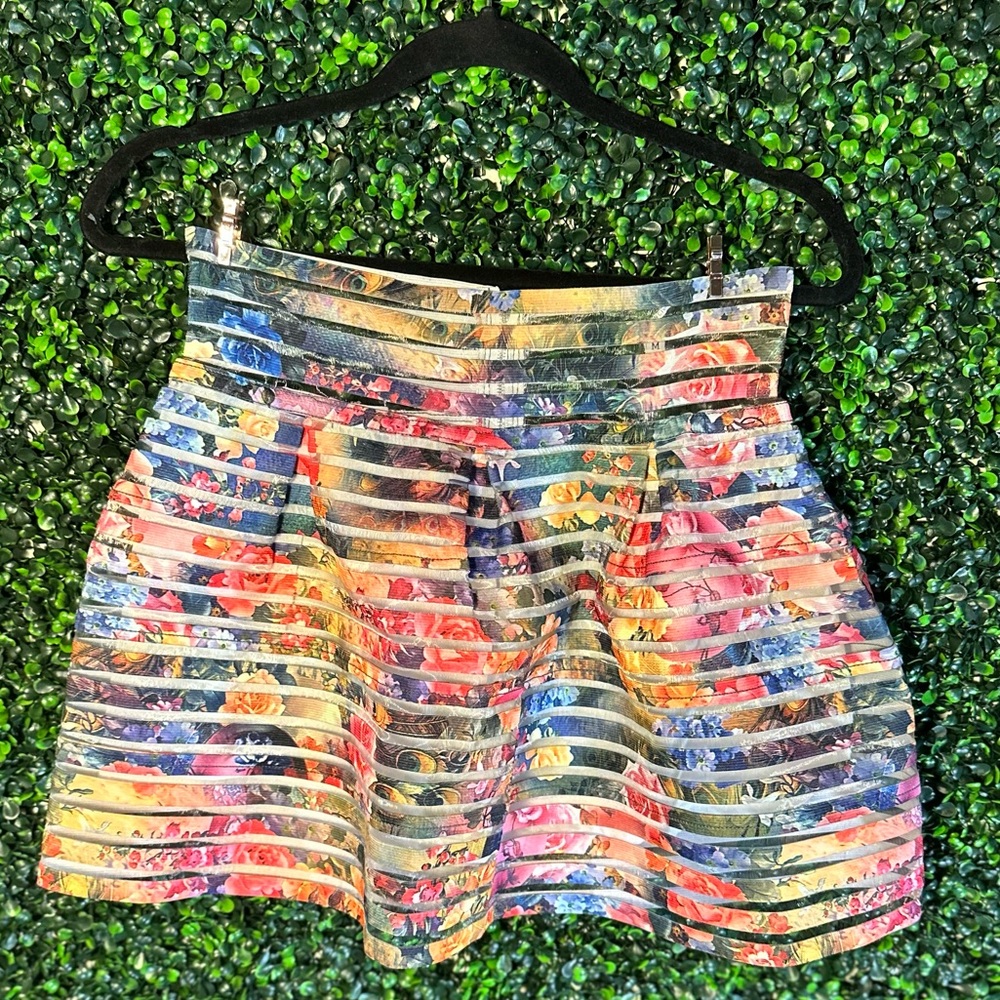 Rainbow Floral Mesh Mini Skirt!!!